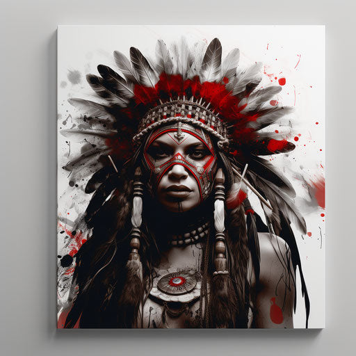 Tribal warrior Indian warrior feather print dark beige