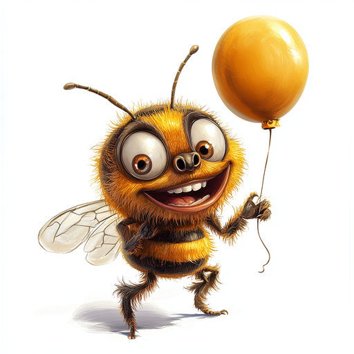 Humorous caricature of a bee with human characteristics