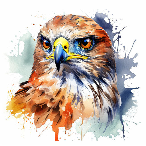 Falcon in Watercolor Art style on white background