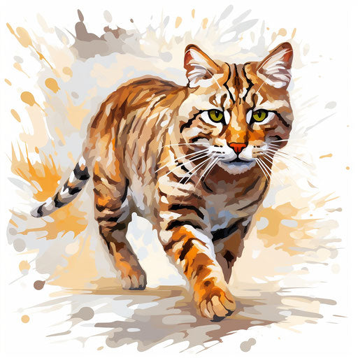 Wildcat clipart in the style of impressionistic art, on white background