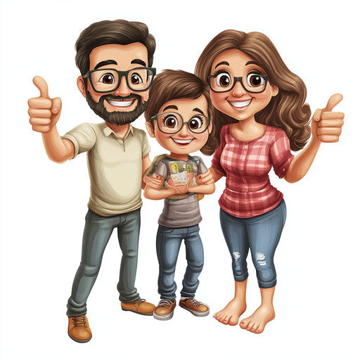 Editable Family Caricature Clipart for Custom Projects