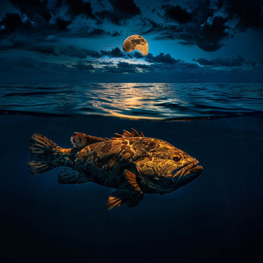 The elusive Warsaw grouper on a moonlit night