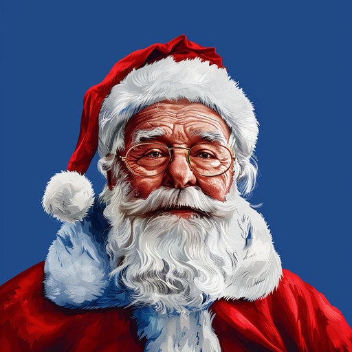 Photo realistic secret santa clip art on flat royal blue background