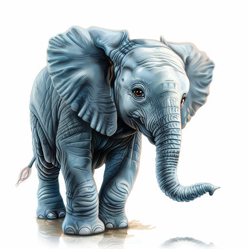 Cute elephant clipart in photorealistic style with white background