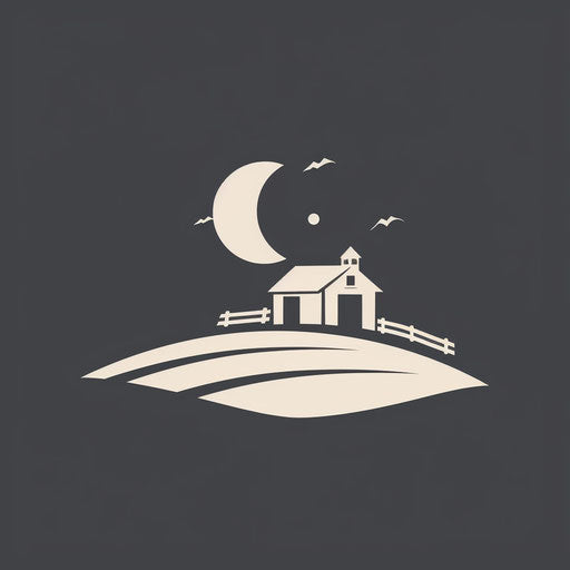 Modern farm logo with sleek fonts on grey background