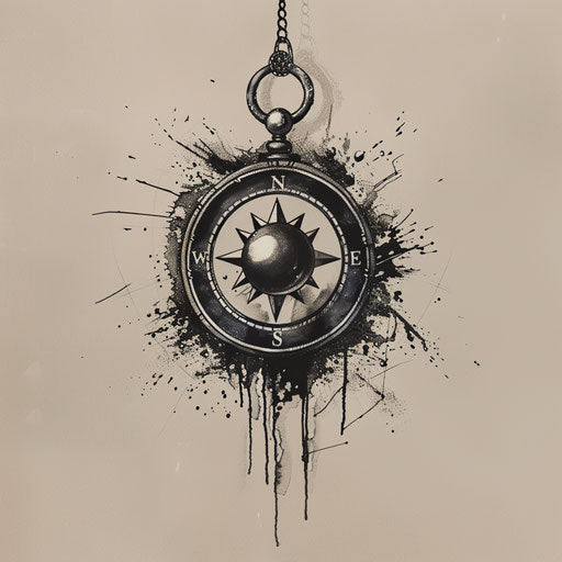 Black pearl in vintage nautical compass