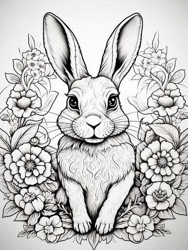 Printable Easter bunny coloring, minimalistic style