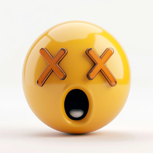 Yellow surprised face with X eyes