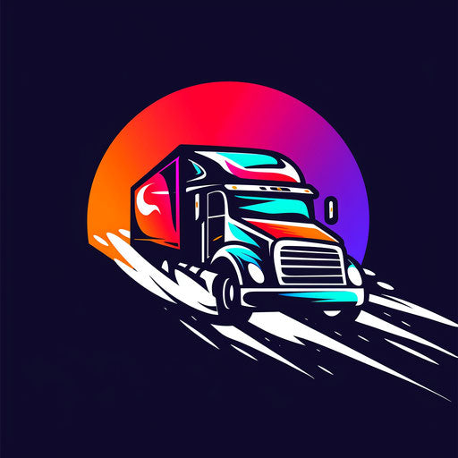 Playful trucking logo with bright colors and fun shapes