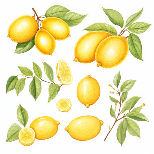 Pastel Colors Art lemon clipart on white background
