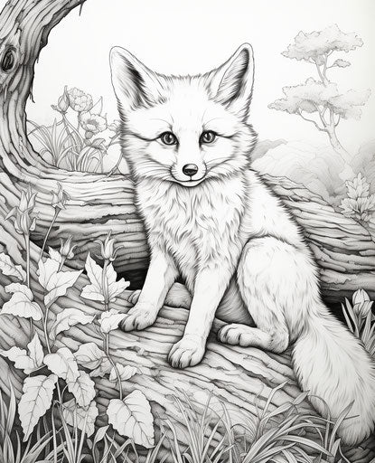Drawing fox coloring pages, in a captivating and detailed style