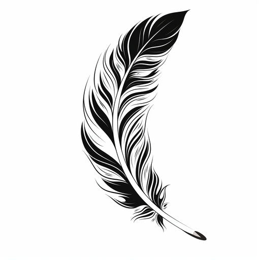 Feather template vector, illustrative pen and ink style, black and white, Papua New Guinea art