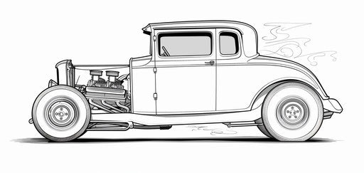 Classic hot rod car coloring, loose paint style luminous shadowing 40:19