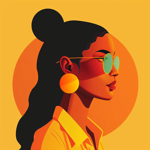 Realistic teacher illustration on sunset orange background