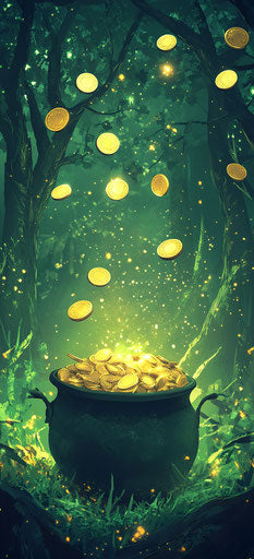 Irish-themed phone wallpaper with a pot of gold
