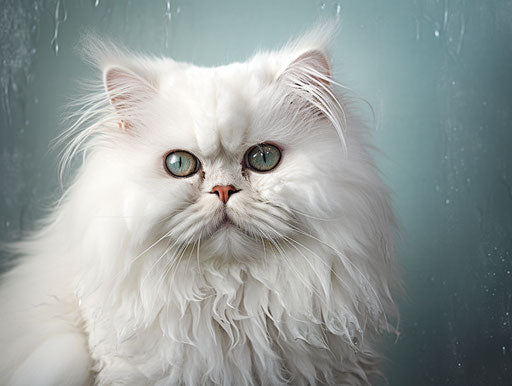 Persian cats for sale, white background style, exaggerated features