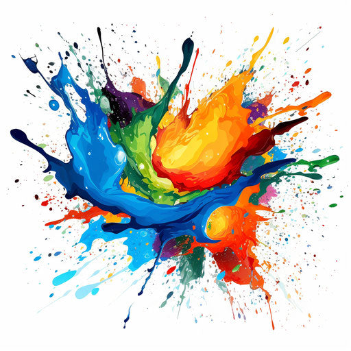 Paint splatter in the style of Oil painting, on white background