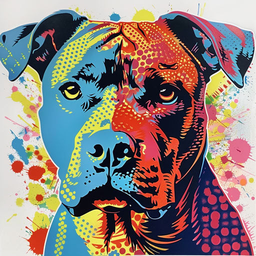 Pop art Pitbull tattoo design on white canvas