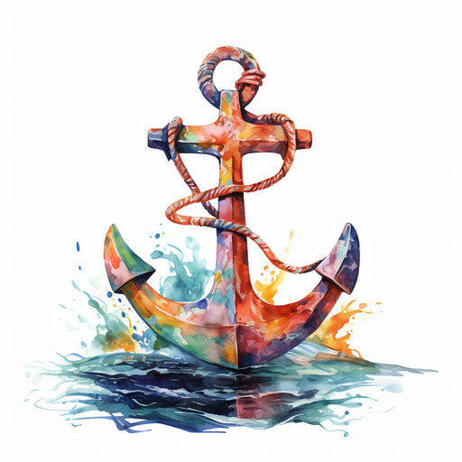 Illustration of an anchor in the style of oil painting