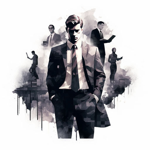 Business clipart in Chiaroscuro Art style, on white background