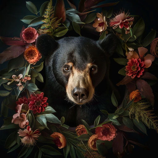 Sun bear in the midst of delicate forest flora