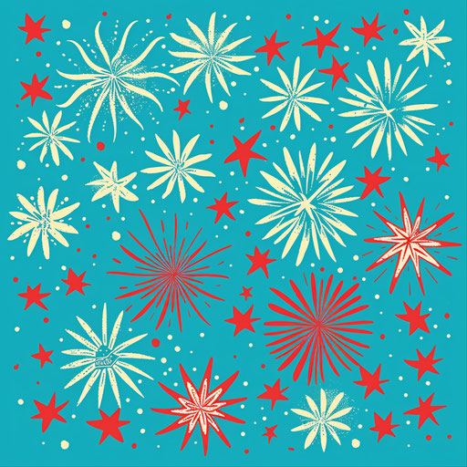 4th of July clipart on turquoise background