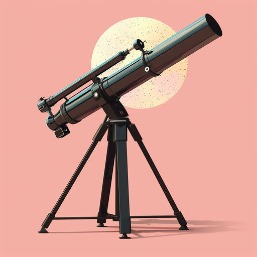 Realistic telescope on flat random background, high contrast