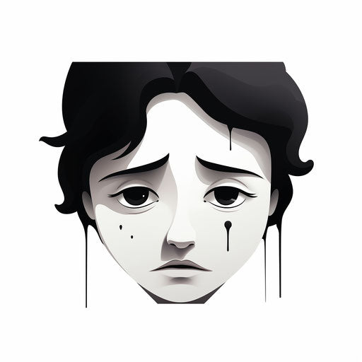 Sad face clipart in the style of Chiaroscuro Art on white background