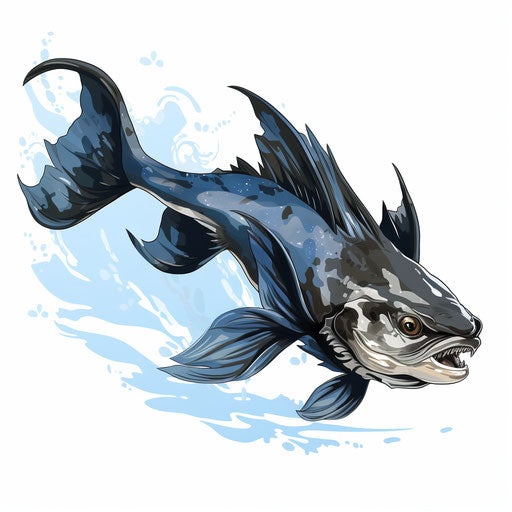 Chiaroscuro Art: catfish clipart on white background