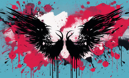 Graphic design with hearts and wings