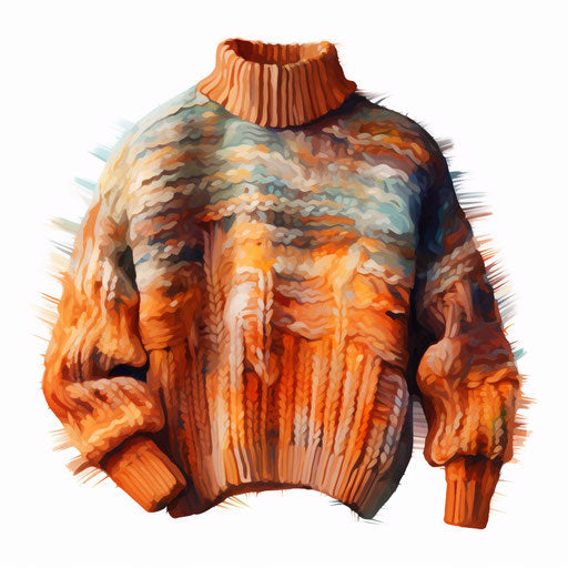 Sweater clipart in the style of an oil painting, on white background