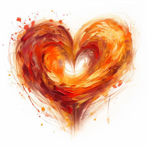 Love heart clipart in Oil painting style, on white background