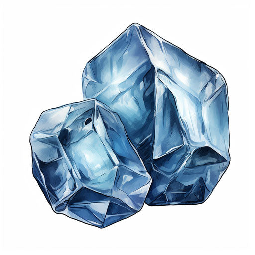 Ice illustration in the style of Chiaroscuro Art, on white background