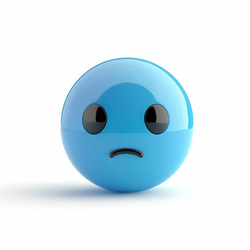 Vector icon of a sad blue ball on white background