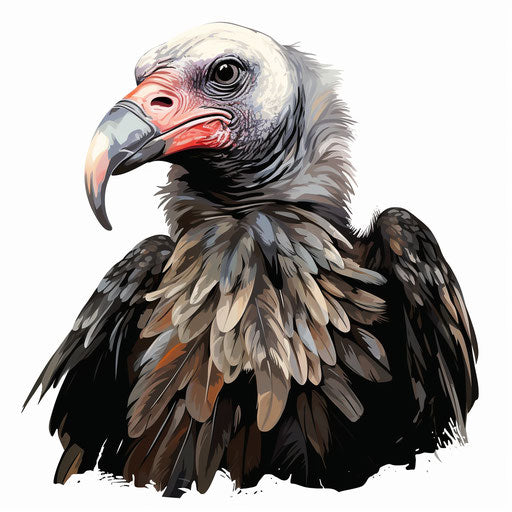 Vulture clipart in the style of Oil painting on white background