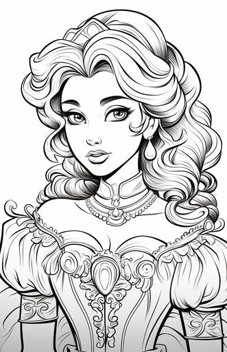 Disney princess coloring pages, captivating black and white drawings