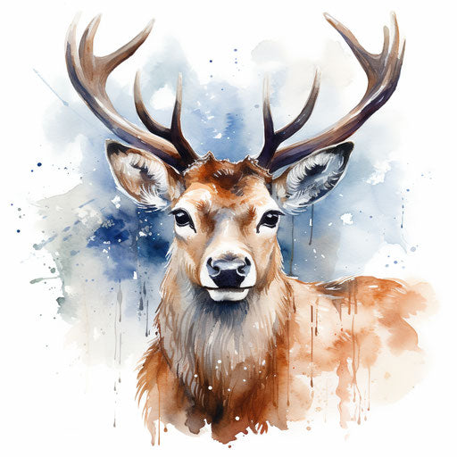 Reindeer clipart in the style of Oil painting, on a white background