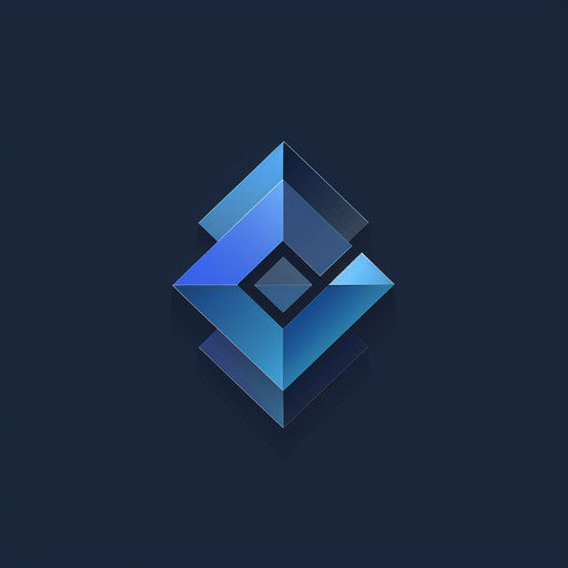 Minimalist geometric logo on dark blue background