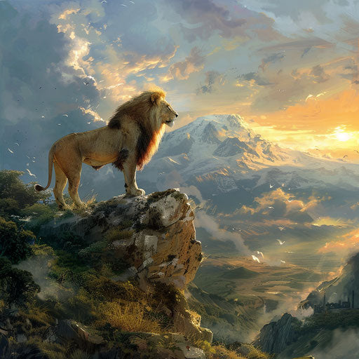The lone lion on the mountain