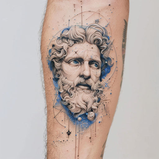 Roman god merging with the stars