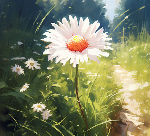 Angelcore white daisy in red and green light