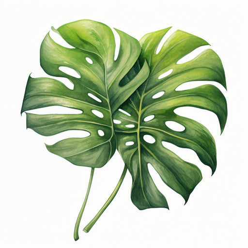 Monstera clipart in the style of Oil painting on white background