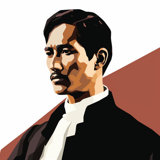Jose Rizal clipart in the Minimalist style, on white background