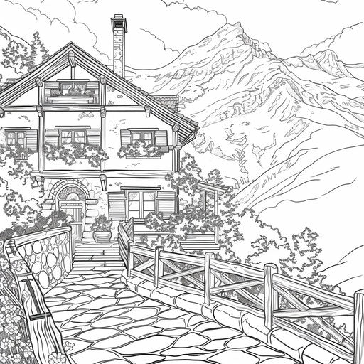 Picturesque Swiss chalet and mountain scenery