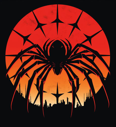 Symbolic black and red tattoo style spider