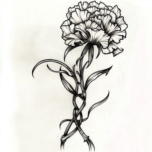 Celtic knot carnation tattoo design with traditional pattern