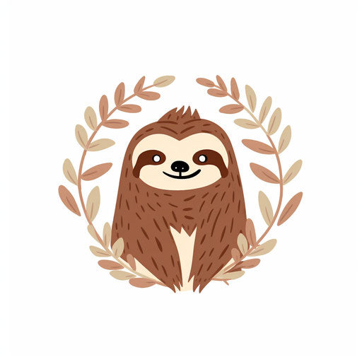 Minimalist sloth clipart on white background