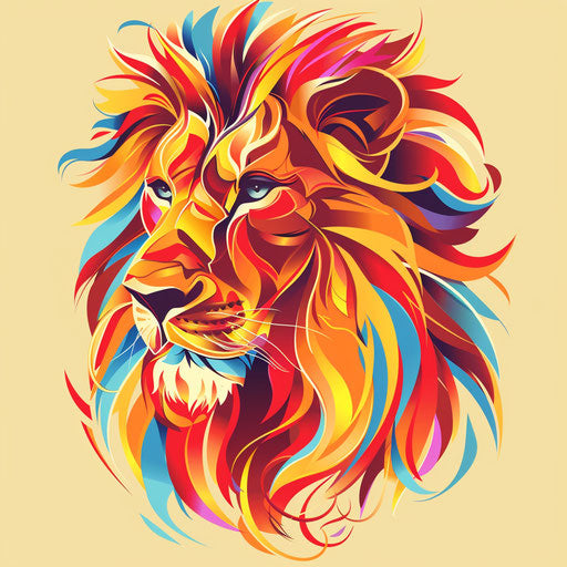 Vibrant tattoo sketch of the Lion of Judah in clipart style