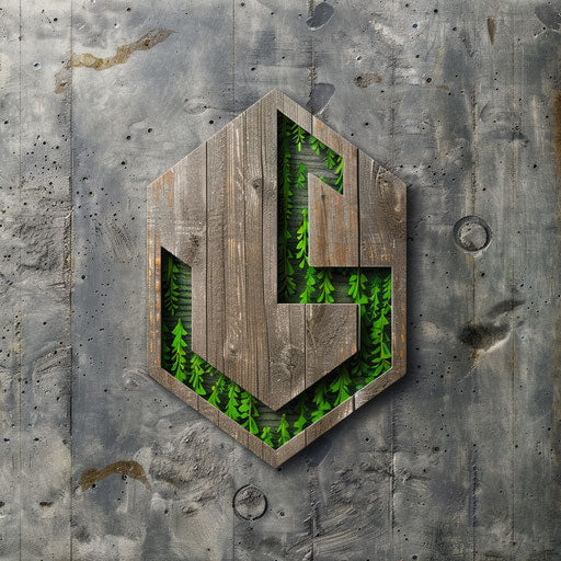 Nature-inspired construction logo with green accents on a natural texture background