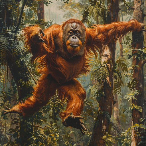Tapanuli orangutan showcasing agility in jungle